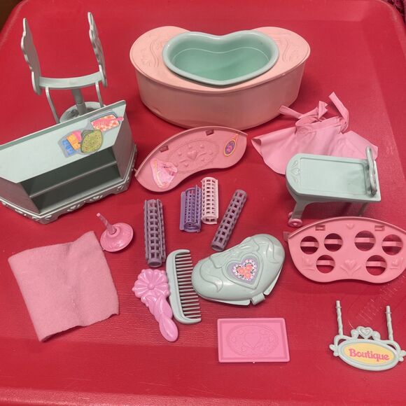 My Little Pony G1 Perm Shoppe Parts Lot Chair Comb Towel Shelf Makeup Shower Cap - Picture 1 of 16